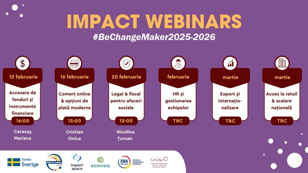 #ImpactWebinars2026: webinare pentru dezvoltarea afacerilor cu impact social