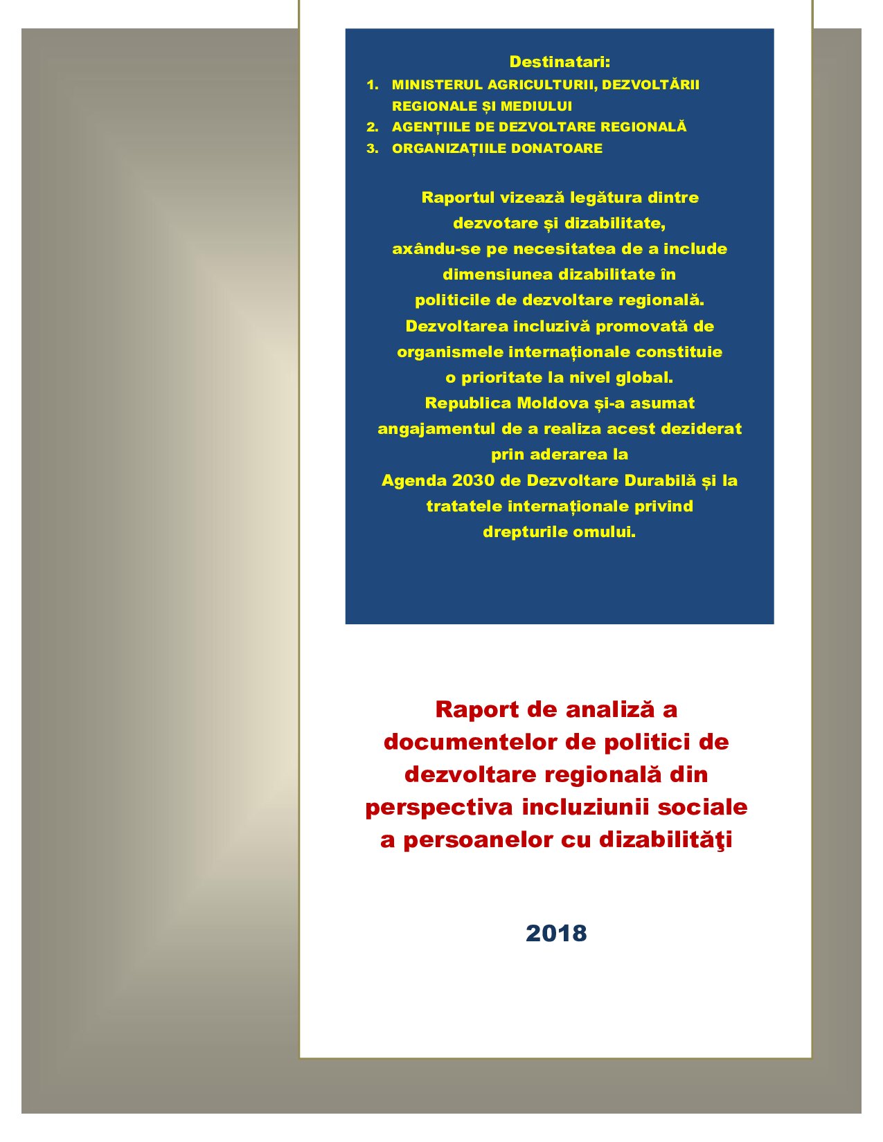 Raport de analiză a documentelor de politici de dezvoltare regională din perspectiva incluziunii sociale a persoanelor cu dizabilităţi