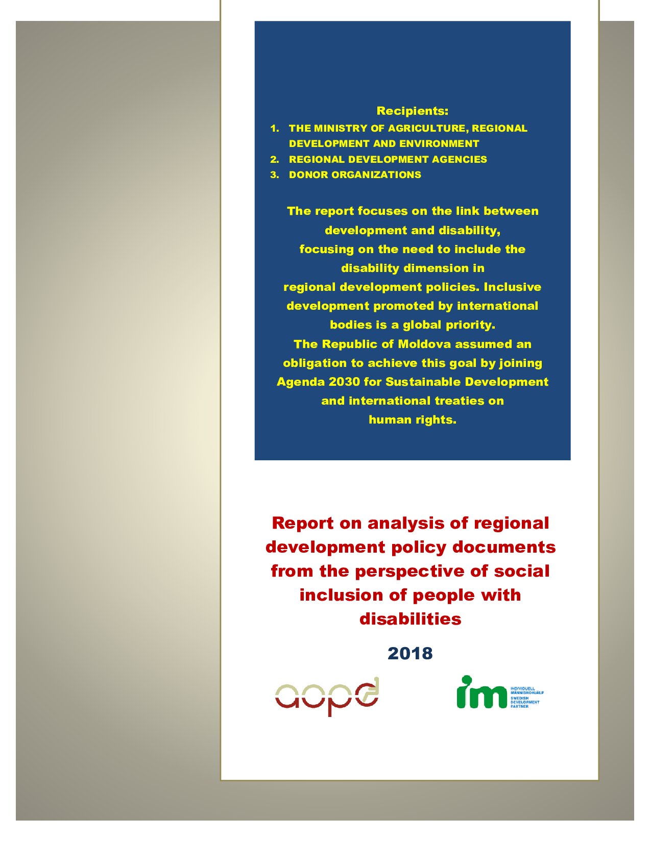 Report on analysis of regional development policy documents from the perspective of social inclusion of people with disabilities